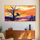 Bald Eagle Sunset, Canvas Print, Wildlife Wall Art, Vibrant Nature Painting, Rustic Decor, Patriotic Home Art, Office Wall Decor