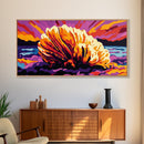 Seashell Sunset, Coastal Wall Art, Beach Decor, Ocean Glow Art, Colorful Nautical Scene, Canvas Print, Living Room Art, Bedroom Accent
