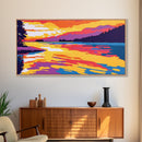 Golden Water, Twilight Reflection, Framed Canvas Print, Serene Lake Scene, Minimalist Home Decor, Tranquil Wall Art, Sunset Glow