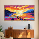 Fishing Sunset, Lake, Framed Canvas Print, Colorful Fishing Wall Art, Rustic Cabin Decor, Nature Art, Man Cave Gift, Living Room Art