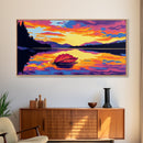 Autumn Leaf, Water Tranquility, Canvas Print, Serene Fall Wall Art, Seasonal Nature Painting, Calming Lake Artwork, Office Wall Art