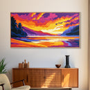 River Mountains, Sunset,Canvas Print, Vibrant Nature Art, Scenic Wall Decor, Rustic Lodge Artwork, Travel Lovers Gift, Living Room Art