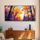 Autumn Forest, Framed Canvas Print, Vibrant Fall Wall Art, Seasonal Nature Painting, Cozy Home Decor, Lodge Artwork, Dining Room Art