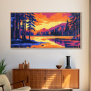 Forest Sunset, Nature Wall Art, Framed Canvas Print, Vibrant Mountain Landscape, Fall Wall Decor, Lodge Decor, Cabin Artwork