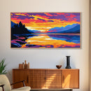 Serene Lake, Sunset Reflection Art, Canvas Print, Nature Wall Decor, Mountain Landscape, Living Room Wall Art, Cabin Aesthetic