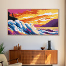 Ocean Waves, Colorful Seascape, Beach Wall Art, Coastal Sunset, Vibrant Ocean Scene, Canvas Print, Living Room Decor, Surf Art, Gift