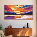 Frozen Lake, Sunset Reflection, Winter Wonderland, Vibrant Mountain Scene, Scenic Wall Art, Canvas Print, Home Decor, Christmas Gift