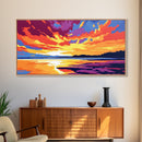 Ocean Sunset, Serene Seascape, Framed Canvas Print, Beach Home Decor, Tranquil Coastal Art, Warm Colorful Painting, Summer Wall Art