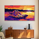 Moccasins by Water, Native American Art, Vibrant Sunset Scene, Boho Wall Art, Canvas Print, Bedroom Accent, Cozy Home Decor