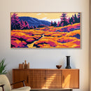 Sunset Meadow, Vibrant Landscape, Nature Painting, Autumn Wall Art, Framed Canvas Print, Living Room Wall Decor, Boho Home Aesthetic