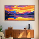 Mountain View, Sunset Sky, Colorful Landscape, Wilderness Art, Framed Canvas Print, Nature Lover Gift, Home Office Wall Art