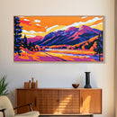 Autumn Mountains, Golden Fields, Scenic Wall Art, Vibrant Landscape, Framed Canvas Print, Cozy Cabin Decor, Fall Home Aesthetic