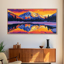 Lake Reflection, Snowy Mountains, Nature Scene, Tranquil Wall Art, Framed Canvas Print, Mountain Home Decor, Adventurous Spirit Gift