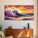 Tropical Wave, Surfing Wall Art, Vibrant Ocean, Beach House Decor, Sunset Painting, Seascape Art, Nautical Style, Canvas Print