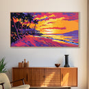 Palm Tree Sunset, Tropical Beach, Ocean View Art, Vibrant Wall Art, Island Retreat, Coastal Decor, Exotic Travel, Canvas Print