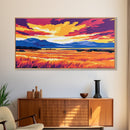 Golden Fields, Sunset Landscape, Vibrant Wall Art, Canvas Print, Modern Farmhouse Decor, Rustic Country Art, Dining Room Wall Art