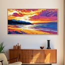 Coastal Sunset, Beach Painting, Vibrant Seascape, Canvas Print, Tropical Wall Art, Living Room Decor, Sunset Ocean Art, Boho Wall Art