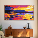 Cabin Retreat, Lakeside Sunset, Rustic Wall Art, Canvas Print, Country Home Decor, Fall Landscape Art, Mountain House Wall Decor