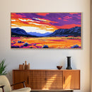 Vibrant Sunset, Mountain Landscape, Colorful Nature, Framed Canvas Print, Living Room Wall Art, Boho Art, Rustic Decor, Nature Painting