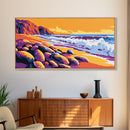 Coastal Cliffs, Waves and Rocks, Ocean Scene, Canvas Print, Modern Beach Wall Art, Tropical Seascape, Sunset Colors, Serene Nature Art