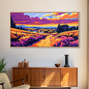 Rolling Hills, Country Path, Farmhouse Decor, Warm Sunset, Vibrant Fields, Cozy Wall Art, Dining Room, Canvas Print