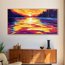 Water Ripples, Serene Sunset, Tranquil Lake, Abstract Nature Art, Bold Colors, Modern Home Aesthetic, Living Room or Office, Canvas Print