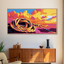 Coiled Rope, Sunset Sky, Nautical Wall Art, Canvas Print, Beach Decor, Vibrant Coastal Art, Boat Lover Gift, Seaside Theme