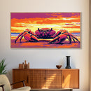 Crab, Beach, Sunset, Framed Canvas Print, Coastal Kitchen Decor, Nautical Wall Art, Ocean Lover Gift, Vibrant Colors, Dining Room Art