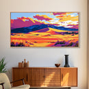 Desert, Mountains, Sunset, Framed Canvas Print, Southwest Landscape, Boho Wall Art, Earthy Tones, Vibrant Colors, Living Room Decor