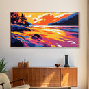 River Sunset, Vibrant Nature Art, Mountain Landscape, Warm Color Wall Art, Bold Home Decor, Canvas Print, Office Wall Art, Modern Boho Art