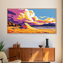 Sand Dunes, Ocean, Clouds, Framed Canvas Print, Beach Landscape, Coastal Wall Art, Tranquil Scene, Vibrant Colors, Relaxing Home Decor