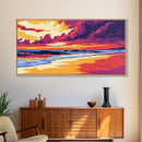 Sunset Beach, Ocean Waves, Seaside Decor, Coastal Art, Canvas Print, Living Room Wall Art, Vibrant Landscape, Modern Home Decor