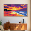 Beach Sunset, Vibrant Seascape, Coastal Art, Ocean View, Framed Canvas Print, Living Room Wall Art, Tropical Decor, Gift Idea