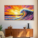 Ocean Wave, Surreal Seascape, Vibrant Water, Beach Wall Art, Framed Canvas Print, Coastal Home Decor, Living Room Art, Surfer Gift