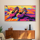 Cliffside Sunset, Bold Landscape Art, Vibrant Nature Print, Colorful Canyon Painting, Dramatic Wall Decor, Framed Canvas Print