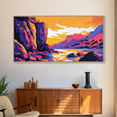 Surging Ocean Wave, Vibrant Seascape Art, Bold Color Coastal Print, Dramatic Water Painting, Beach House Decor, Framed Canvas Print