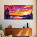 Golden Wheat Sunset, Colorful Field Art, Dramatic Nature Print, Vibrant Sky Painting, Warm Tones Wall Decor, Framed Canvas Print