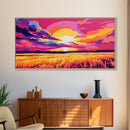 Reflected Sunset Glow, Tranquil Landscape Art, Vibrant Water Print, Bold Color Home Decor, Relaxing Wall Painting, Framed Canvas Print