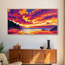 Lake Sunset Ripples, Peaceful Water Art, Colorful Nature Print, Vibrant Reflection Painting, Relaxing Home Wall Decor, Framed Canvas Print