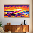 Ocean Waves, Sunset Art, Coastal Landscape, Framed Canvas Print, Beach Wall Art, Tropical Decor, Summer Aesthetic, Living Room Art