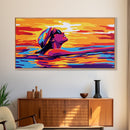 Dock At Sunset, Tranquil Lake, Nature Serenity, Framed Canvas Print, Cabin Wall Art, Peaceful Retreat, Living Room Decor, Fall Aesthetic