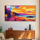 Golden Hills, Sunset Landscape, Autumn Nature, Living Room Wall Art, Vibrant Boho Decor, Framed Canvas Print, Modern Art