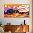 Forest View, Mountain Sunset, Vibrant Wilderness, Nature Wall Art, Cabin Wall Decor, Framed Canvas Print, Rustic Autumn Art