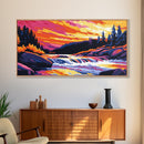 Ocean Breeze, Colorful Grass, Beach Sunrise, Coastal Wall Art, Boho Home Decor, Framed Canvas Print, Relaxing Nature Art