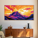 Serene Mountain, Lake Reflection, Autumn Colors, Framed Canvas Print, Modern Nature Art, Living Room Wall Decor, Sunset Painting