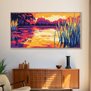 Floating Boat, River Serenity, Peaceful Landscape, Framed Canvas Print, Vibrant Water Art, Meditation Wall Decor, Tranquil Scene