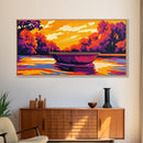 Mountain Pool, Scenic Reflection, Vibrant Landscape, Canvas Print, Nature Wall Art, Living Room Decor, Bold Colors, Travel Art