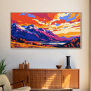 Sunset Cabin, Lakeside Home Decor, Rustic Art, Colorful Landscape, Vibrant Wall Art, Framed Canvas Print, Living Room Wall Art