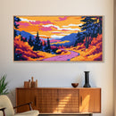 River Reflection, Tranquil Nature Art, Sunset Glow, Vibrant Water Scene, Peaceful Landscape, Framed Canvas Print, Dining Room Wall Art