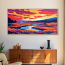 Speedboat Scene, Coastal Sunset, Vibrant Ocean Art, Colorful Seascape, Summer Getaway, Framed Canvas Print, Beach House Wall Art